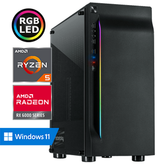 REBELPLAY Game PC - Ryzen 5 - RX 6500 XT - 16GB RAM - 480GB SSD - RGB - WiFi - Bluetooth (RP-374111)