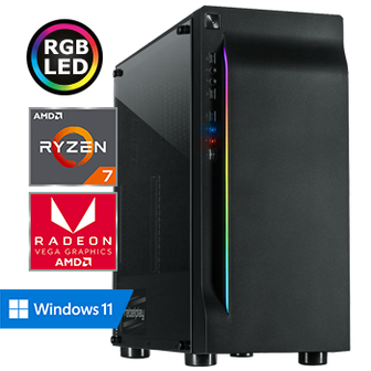REBELPLAY Game PC - Ryzen 7 - Vega 8 - 16GB RAM - 480GB SSD - RGB - WiFi - Bluetooth (RP-374142)