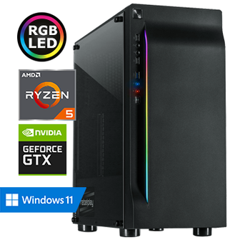 REBELPLAY Game PC - Ryzen 5 - GTX 1050 Ti - 16GB RAM - 480GB SSD - RGB - WiFi - Bluetooth (RP-374128)