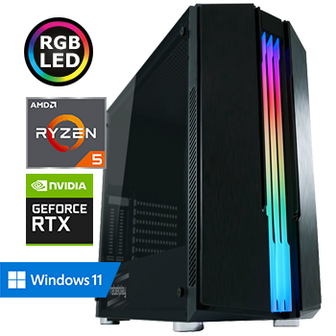 REBELPLAY Game PC - Ryzen 5 5500 - RTX 3060 - 32GB RAM - 500GB M.2 SSD - 2TB HDD - RGB - WiFi - Bluetooth (RP-374623)