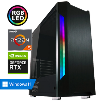 REBELPLAY Game PC - Ryzen 5 5500 - RTX 3060 - 16GB RAM - 500GB M.2 SSD - 1TB HDD - RGB - WiFi - Bluetooth (RP-374319)