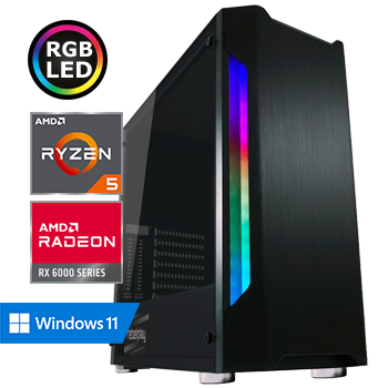 REBELPLAY Game PC - Ryzen 5 - RX 6500 XT - 16GB RAM - 500GB M.2 SSD - 1TB HDD - RGB - WiFi - Bluetooth (RP-374265)