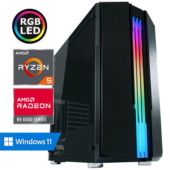 REBELPLAY Game PC - Ryzen 5 5500 - RX 6600 - 32GB RAM - 500GB M.2 SSD - 2TB HDD - RGB - WiFi - Bluetooth (RP-374586)