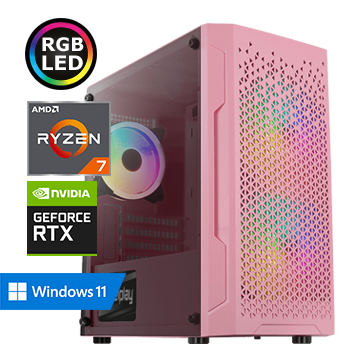 REBELPLAY Game PC - Ryzen 7 5700G - RTX 3050 - 16GB RAM - 500GB M.2 SSD - RGB - WiFi - Bluetooth - Roze (RP-375477)